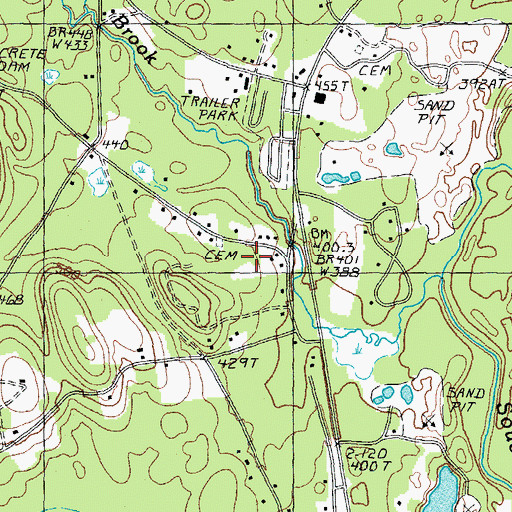 Topographic Map of Lovering Cemetery, NH