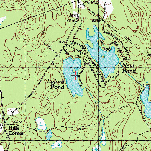 Topographic Map of Lyford Pond, NH