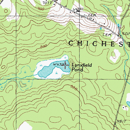 Topographic Map of Lynxfield Pond, NH