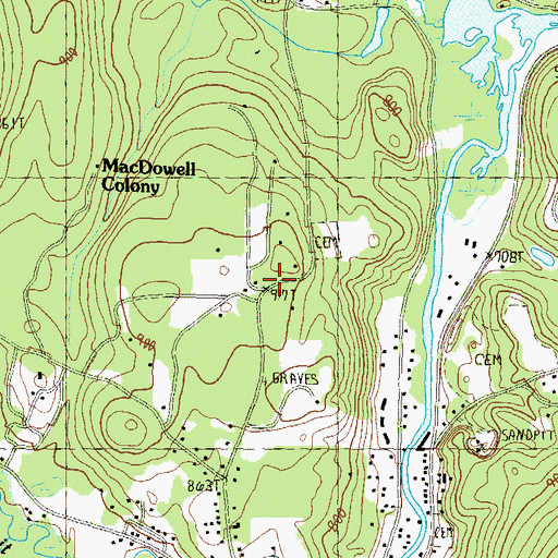 Topographic Map of MacDowell Colony, NH
