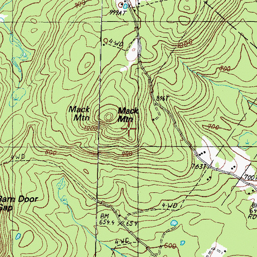 Topographic Map of Mack Mountain, NH