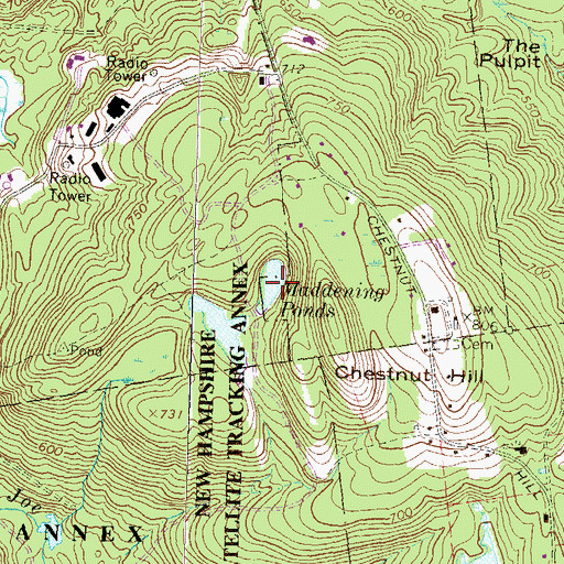 Topographic Map of Maddening Ponds, NH