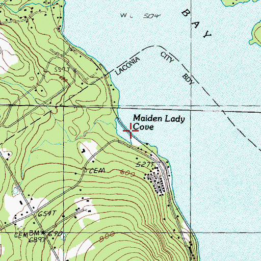 Topographic Map of Maiden Lady Cove, NH