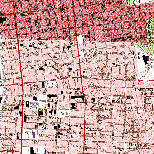 Topographic Map of Manchester, NH