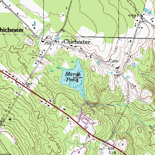 Topographic Map of Marsh Pond, NH