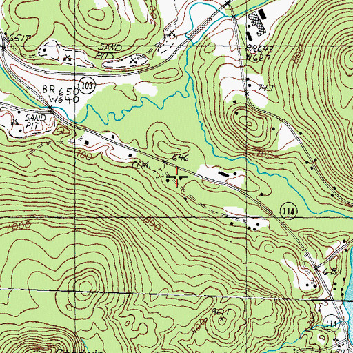 Topographic Map of Marshall Cemetery, NH