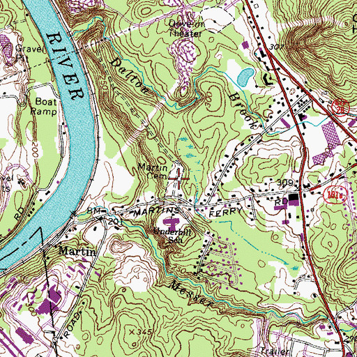 Topographic Map of Martin Cemetery, NH