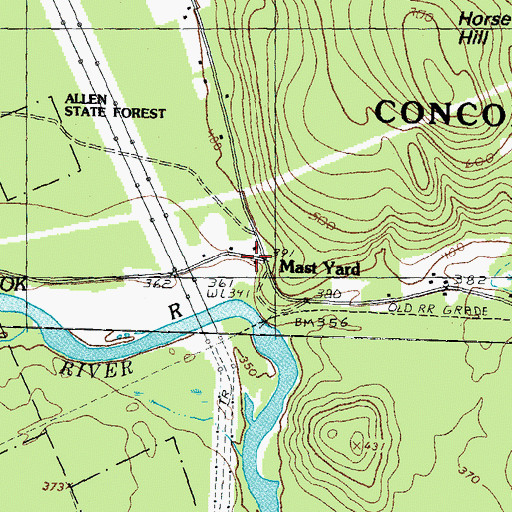 Topographic Map of Mast Yard, NH