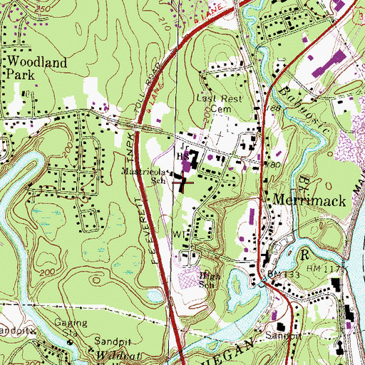 Topographic Map of Mastricola Elementary School, NH
