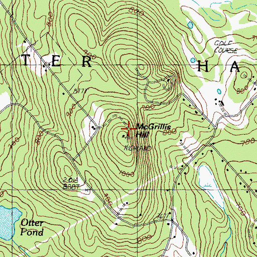 Topographic Map of McGrillis Hill, NH