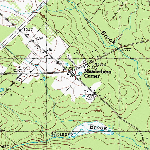 Topographic Map of Meaderboro Corner, NH