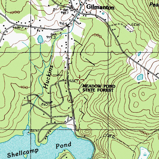 Topographic Map of Meadow Pond State Forest, NH