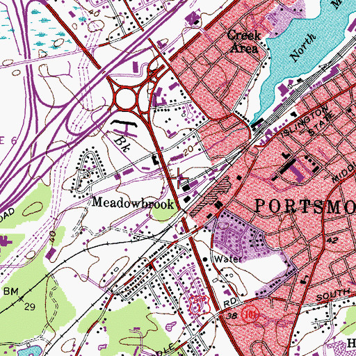 Topographic Map of Meadowbrook, NH