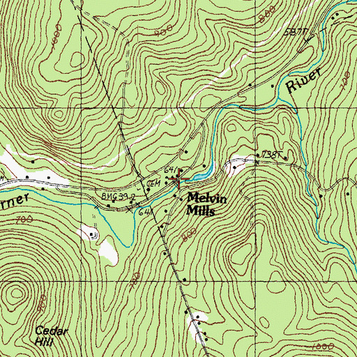 Topographic Map of Melvin Mills, NH