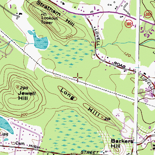 Topographic Map of Stratham Memorial Elementary School, NH