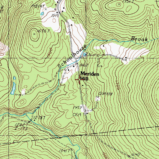 Topographic Map of Meriden Hill, NH