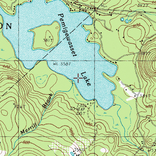 Topographic Map of Merrill Brook, NH