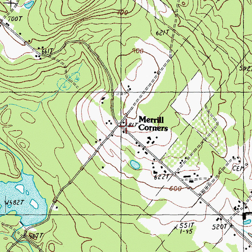 Topographic Map of Merrill Corners, NH