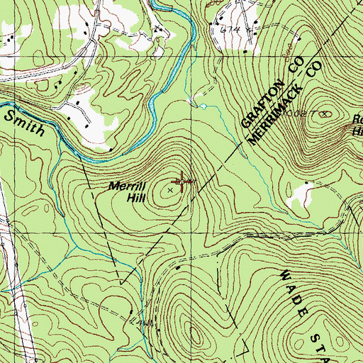 Topographic Map of Merrill Hill, NH