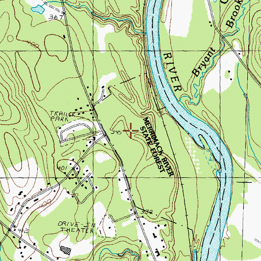 Topographic Map of Merrimack River State Forest, NH