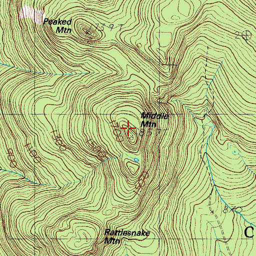 Topographic Map of Middle Mountain, NH