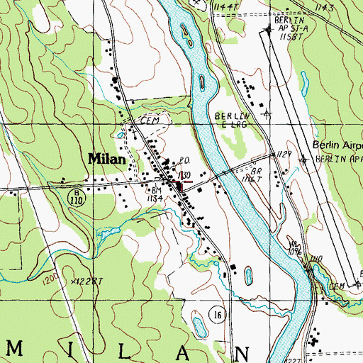 Topographic Map of Milan, NH