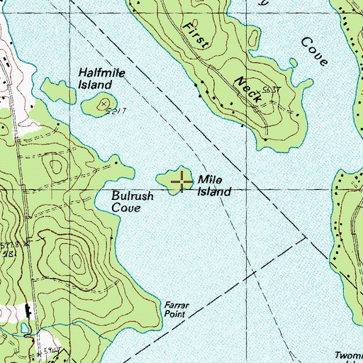 Topographic Map of Mile Island, NH