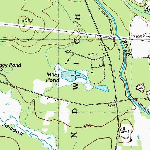 Topographic Map of Miles Pond, NH