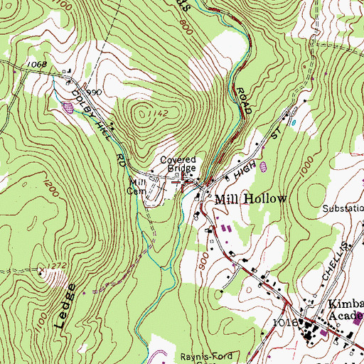 Topographic Map of Mill Cemetery, NH