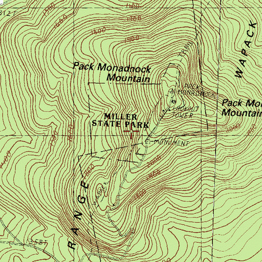 Topographic Map of Miller State Park, NH