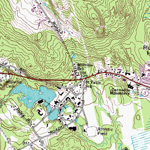 Topographic Map of Millville School, NH