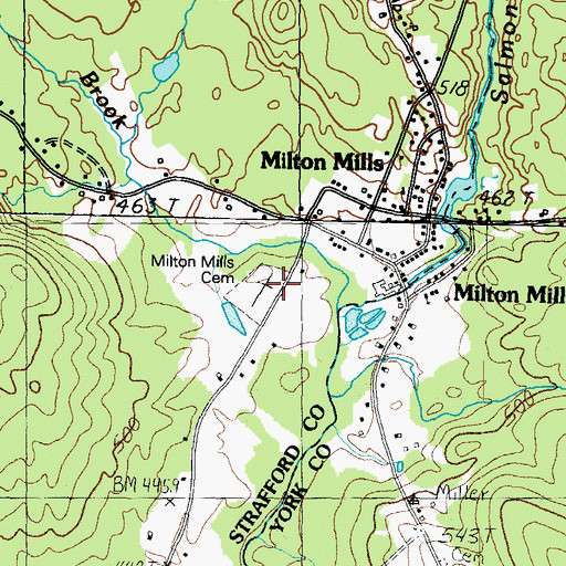 Topographic Map of Milton Mills Cemetery, NH