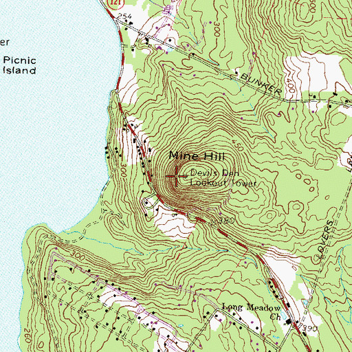 Topographic Map of Mine Hill, NH