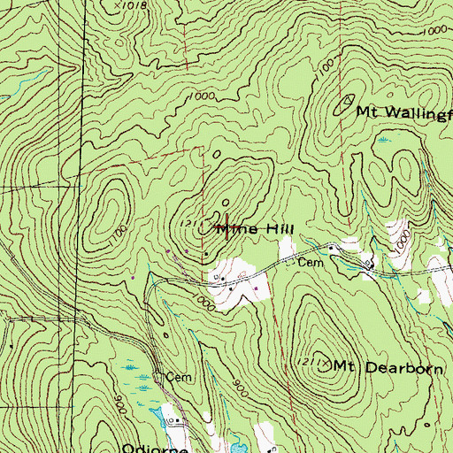 Topographic Map of Mine Hill, NH