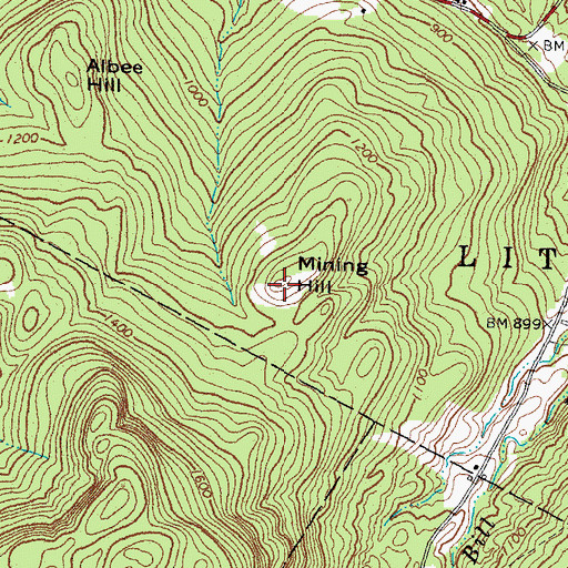 Topographic Map of Mining Hill, NH