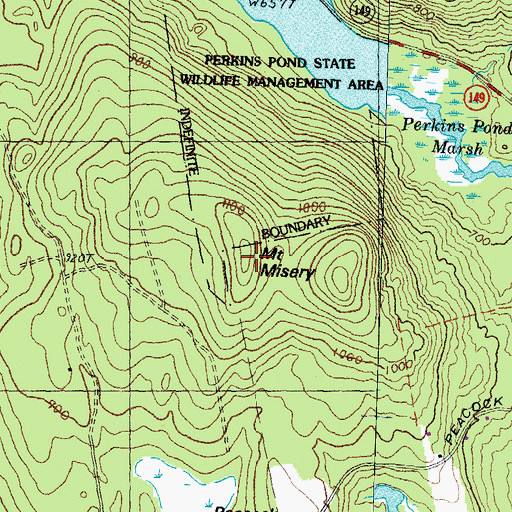 Topographic Map of Mount Misery, NH