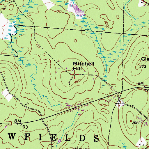 Topographic Map of Mitchell Hill, NH