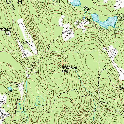 Topographic Map of Monroe Hill, NH