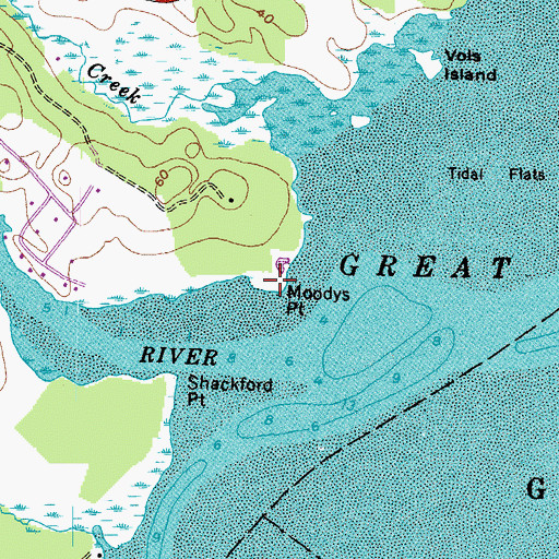 Topographic Map of Moodys Point, NH