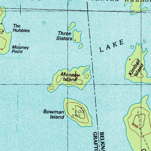 Topographic Map of Mooney Island, NH