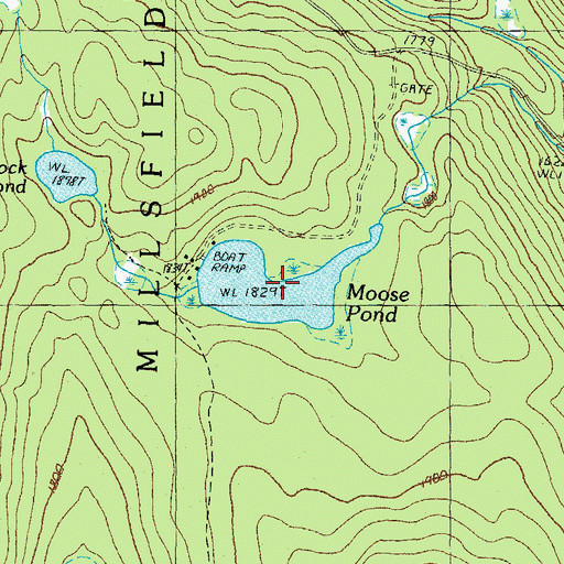 Topographic Map of Moose Pond, NH