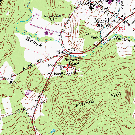 Topographic Map of Moulton-Yard Cemetery, NH