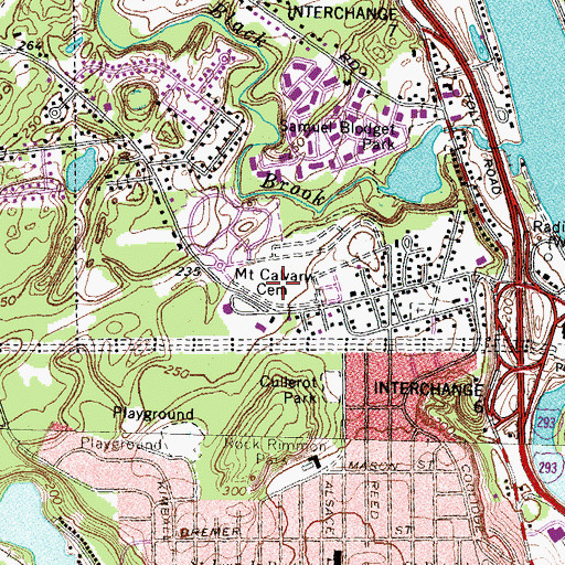 Topographic Map of Mount Calvary Cemetery, NH