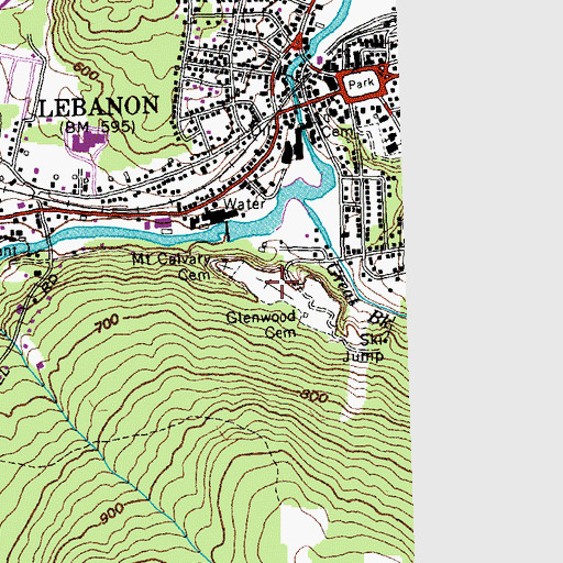 Topographic Map of Mount Calvary Cemetery, NH