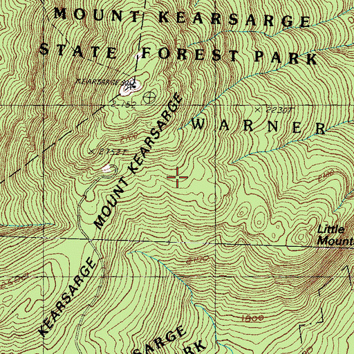 Topographic Map of Mount Kearsarge State Forest Park, NH