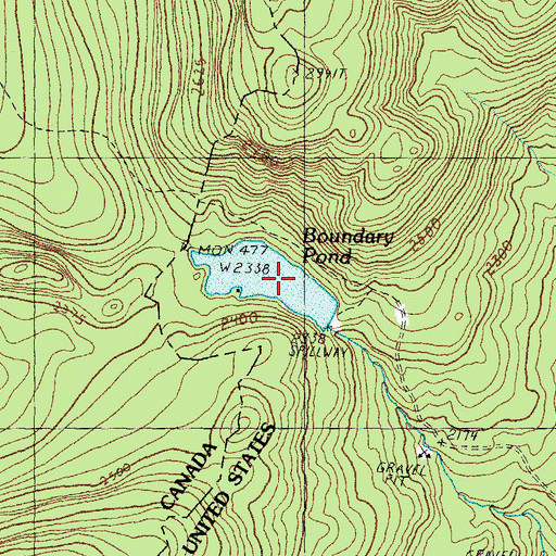 Topographic Map of Boundary Pond, NH