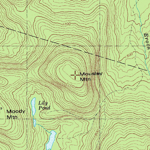 Topographic Map of Mousley Mountain, NH