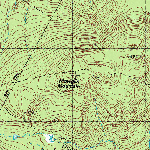 Topographic Map of Mowglis Mountain, NH