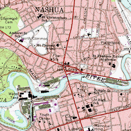 Topographic Map of Nashua, NH