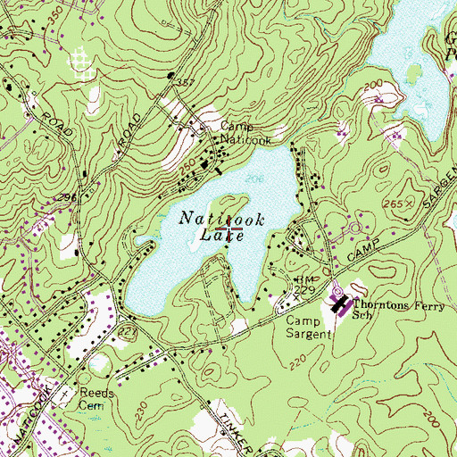 Topographic Map of Naticook Lake, NH